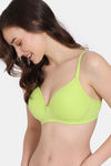Zivame Beautiful Basics Padded Non Wired 3/4th Coverage T-Shirt Bra - Wild Lime — thumbnail 4